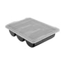 Bestikkbakke - med 3 rom - inkl. lokk - 415x300 mm - Høyde: 107 mm - polypropylen - svart