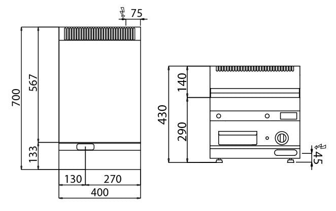 Elektrisk flatgrill - slett (4,5 kW) - Inkl. understell med 1 døre