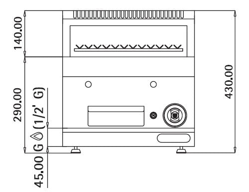 Lavasteinsgrill gass (7 kW) - Vinklet grillrist inkl. understell med 1 dør
