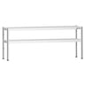 Overhylle i rustfritt stål - 2 hylleplan - 2000x370 mm - høydejusterbar