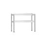 Overhylle i rustfritt stål - 2 hylleplan - 800x370 mm - høydejusterbar