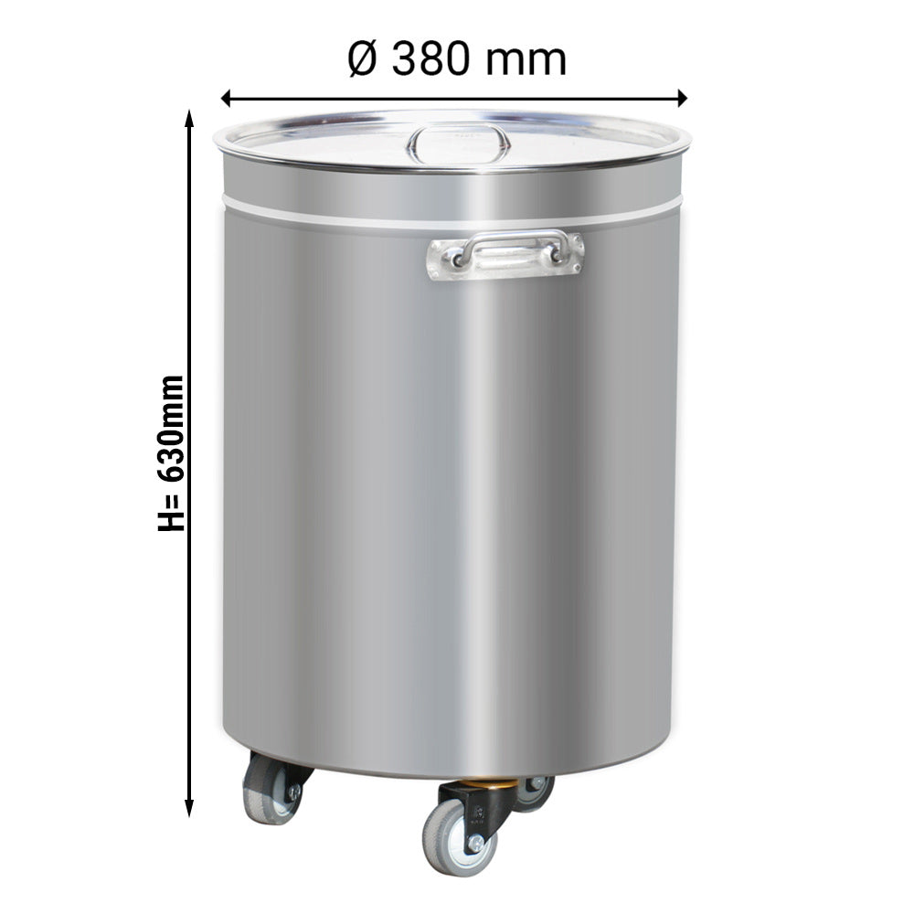 Rustfri avfallsbeholder - 50 liter - med løftelokk