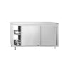 Benkeskap i rustfritt stål PREMIUM - 1600x600 mm - med skyvedører - gjennomgående