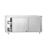 Benkeskap i rustfritt stål PREMIUM - 1800x600 mm - med skyvedører - gjennomgående