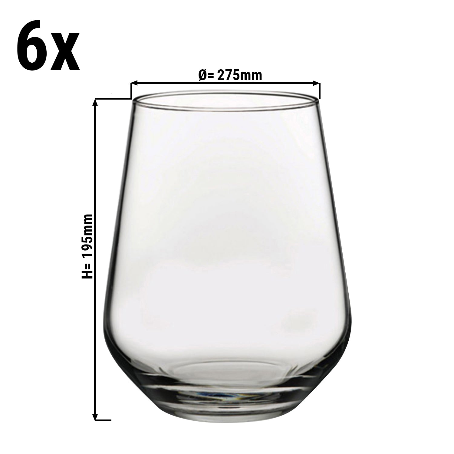 (Pakke med 6) Drikkeglass til alle formål - ALLEGRA - 425ml - Gjennomsiktig