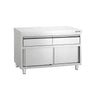 PREMIUM-arbeidsskap i rustfritt stål – 1200 x 700 mm – med 2 skuffer
