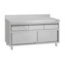 Arbeidsskap i rustfritt stål ECO – 1600 x 700 mm – med 3 skuffer og oppkant