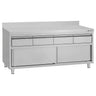 Arbeidsskap i rustfritt stål ECO – 2000 x 700 mm – med 4 skuffer og oppkant
