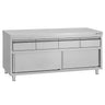 Arbeidsskap i rustfritt stål ECO – 2000 x 700 mm – med 4 skuffer