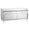PREMIUM-arbeidsskap i rustfritt stål – 2000 x 700 mm – med 4 skuffer