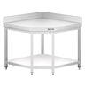 Hjørnebenk i rustfritt stål PREMIUM - 1000x600 mm - med underhylle & oppkant & forsterkningsstag
