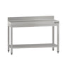 Arbeidsbord i rustfritt stål ECO - 1200x600 mm - med underhylle & oppkant & forsterkningsstag