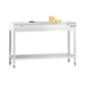 Arbeidsbord i rustfritt stål PREMIUM - 1200x700 mm - med underhylle - inkl. skjæreplate hvit