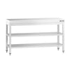 Rustfritt stål arbeidsbord PREMIUM - 1,4 m - med underhylle & mellomhylle