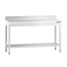 Arbeidsbenk i rustfritt stål PREMIUM - 1400x800 mm - med underhylle & oppkant