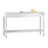 Arbeidsbord i rustfritt stål PREMIUM - 1500x700 mm - med underhylle - inkl. skjæreplate hvit