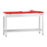 Arbeidsbenk i rustfritt stål PREMIUM - 1500x600 mm - med underhylle & forsterkningsstag - inkl. skjæreplate rød