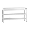 Rustfritt stål arbeidsbord PREMIUM - 1,5 m - med underhylle & mellomhylle