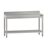 Arbeidsbord i rustfritt stål ECO - 1500x600 mm - med underhylle & oppkant & forsterkningsstag