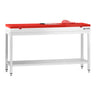 Arbeidsbord i rustfritt stål PREMIUM - 1600x600 mm - med underhylle - inkl. skjæreplate rød