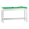 Arbeidsbord i rustfritt stål PREMIUM - 1600x700 mm - med underhylle - inkl. skjæreplate grønn