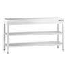 Rustfritt stål arbeidsbord PREMIUM - 1,6 m - med underhylle & mellomhylle