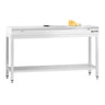 Arbeidsbord i rustfritt stål PREMIUM - 1600x600 mm - med underhylle - inkl. skjæreplate hvit