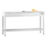 Arbeidsbord i rustfritt stål PREMIUM - 1800x700 mm - med underhylle & forsterkningsstag - inkl. skjæreplate hvit