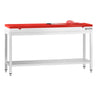 Arbeidsbenk i rustfritt stål PREMIUM - 1800x700 mm - med underhylle & forsterkningsstag - inkl. skjæreplate rød