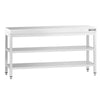 Rustfritt stål arbeidsbord PREMIUM - 1,8 m - med underhylle & mellomhylle