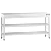 Rustfritt stål arbeidsbord PREMIUM - 2,0 m - med underhylle & mellomhylle
