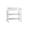 Rustfritt stål arbeidsbord PREMIUM - 0,6 m - med underhylle & mellomhylle