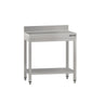 Arbeidsbenk i rustfritt stål ECO - 600x600 mm - med underhylle & oppkant & forsterkningsstag