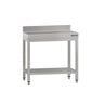 Arbeidsbenk i rustfritt stål ECO - 700x600 mm - med underhylle & oppkant
