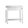 Arbeidsbenk i rustfritt stål PREMIUM - 700x700 mm - med underhylle & oppkant