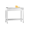 Arbeidsbenk i rustfritt stål PREMIUM - 800x600 mm - med underhylle - inkl. skjæreplate hvit