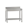 Arbeidsbenk i rustfritt stål ECO - 800x600 mm - med underhylle & oppkant & forsterkningsstag
