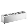 Bestikkholder i rustfritt stål - for 5 bestikksylindere - inkl. 5 bestikksylindere - 630x150 mm - Høyde: 180 mm