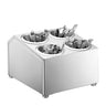 Bestikkholder - for 4 bestikksylindere - 265x305 mm - Høyde: 200 mm - i rustfritt stål - inkl. 4 bestikksylindere