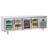 Kjølebenk Premium PLUS - 2752x800 mm - 850 l - med 4 glassdører - dobbeltglass - med glassfront