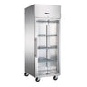Bakerifryseskap i rustfritt stål ECO - EN 600x800 - 612 l - -18 °C til -15 °C - med 1 glassdør - Ventilert kjøling, LED-belysning, Lås, R290