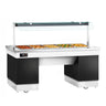 Buffettheke warm - 2000mm - für 5x GN 1/1 - mit Bain-Marie, Rollen