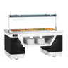 Buffettheke warm - 2000mm - für 5x GN 1/1 - mit Bain-Marie, Tellerablage & Rollen