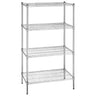 Stålreol - 900x1800 mm - Dybde: 450 mm - med 4 hyller med justerbare hyller - risthyller - forniklet - Maks belastning totalt: 180 kg