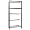Stålreol - 900x1800 mm - Dybde: 450 mm - med 5 hyller med justerbare hyller - risthyller - svart - Maks belastning totalt: 180 kg