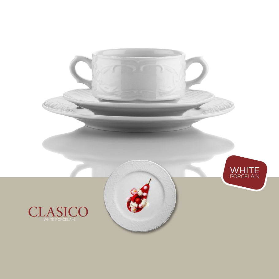 (12 Stykker) CLASICO - Kaffe/Te kopp - 250 cc - inkl. Asjett