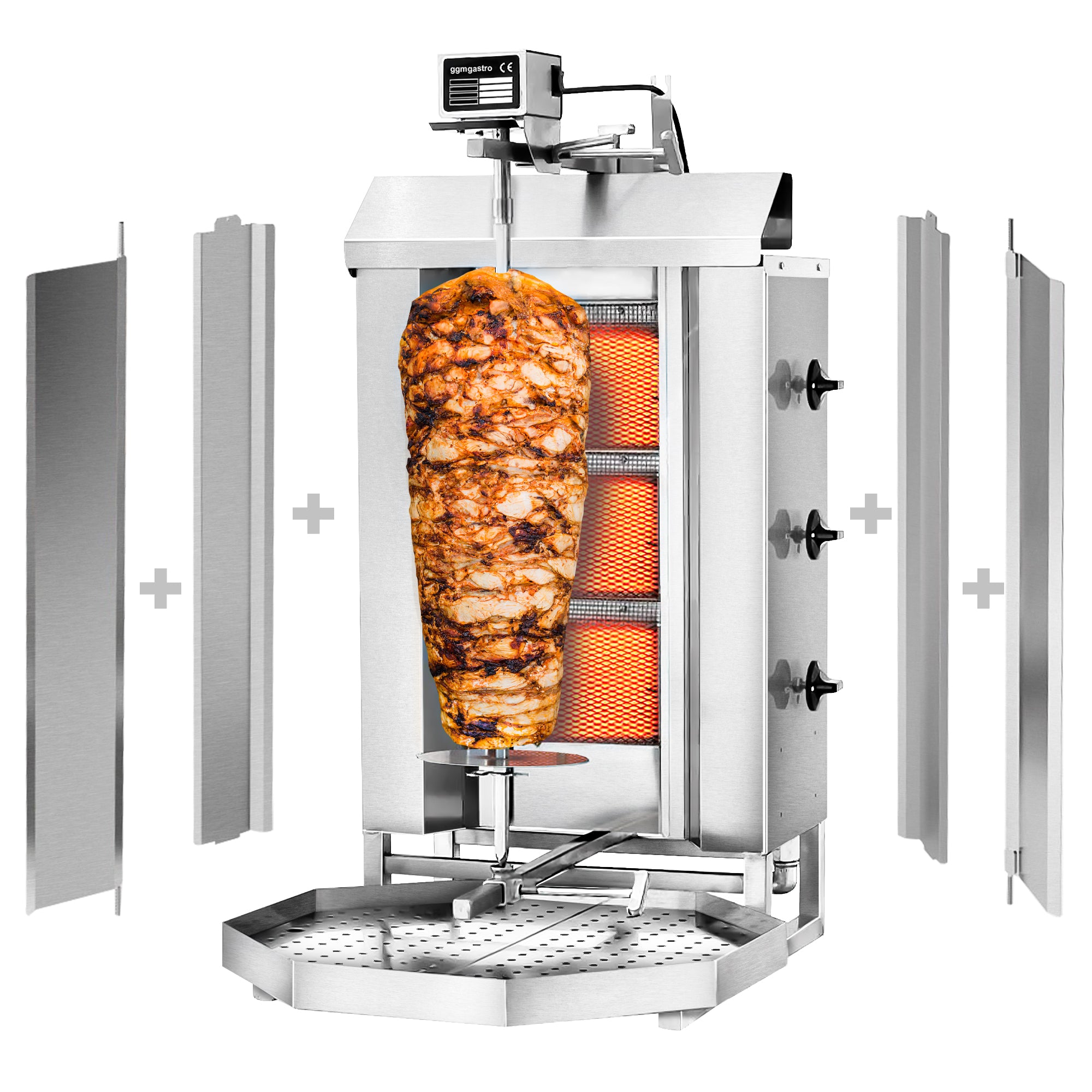 Kebab Grill - 3 brennere - maks 40 kg - inkl. Skjerm