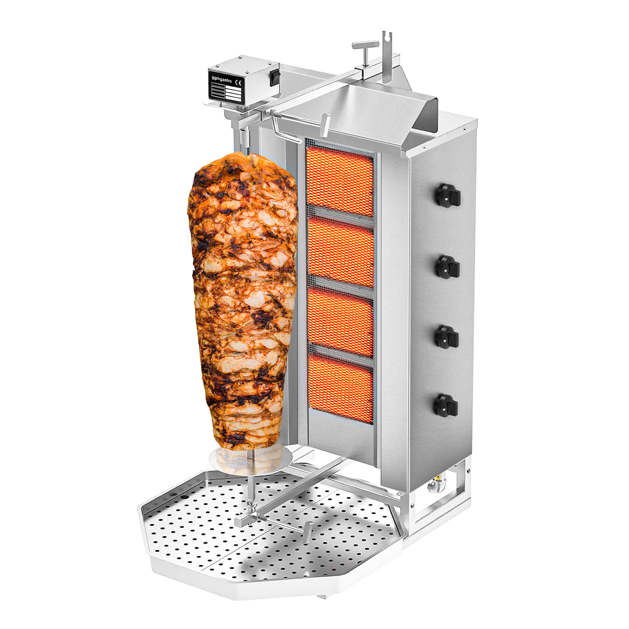 Kebab Grill - 4 brennere - maks 60 kg - inkl. Skjerm