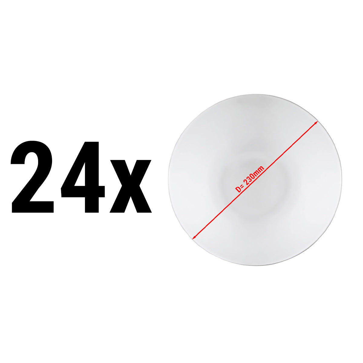 (24 stk) PERA Hvit - middag / salatskål - Ø 23 cm