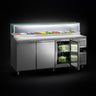 Saladette PREMIUM - 2020 mm - 456 l - 3 dører - med høyt glassoverbygg for 10x GN 1/3 og 1 hylle